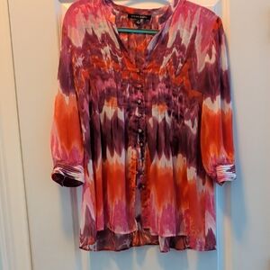 Cynthia Steffe Multicolor Bohemian Tie-Dye Blouse